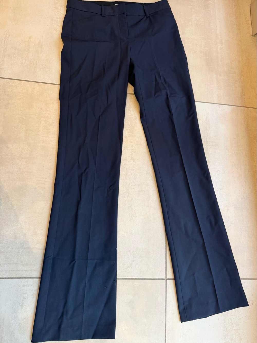 Theory Navy Straight-Leg Dress Trousers